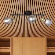 Näve Taklampa Lindita, 3 lampor, glas, rökgrå, E14