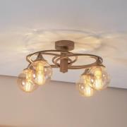 Avonni Binah taklampa bärnsten/antikguld 4 lampor Ø 60 cm glas/metall