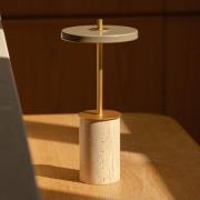 UMAGE LED-ackumlampa Asteria MOVE MINI travertin/mässing IP44
