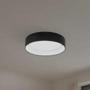 Duolla LED-taklampa Plafond, svart, tyg, Ø 45 cm, 3-stegs