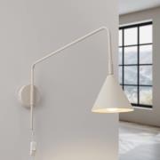 SOLLUX LIGHTING Vägglampa LYS, beige, Ø 14 cm, metall, stickkontakt, E...