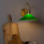 PR Home Vägglampa August, guldfärgad/grön, höjd 25 cm, E27