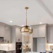 Quintiesse Hänglampa NOTTINGHAM, antik mässing, Ø 51 cm, glas/metall