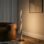 Lindby LED-golvlampa Jaren, svart/brun, 114 cm, CCT