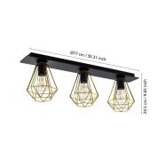 EGLO Taklampa Tarbes, 3 lampor, avlång