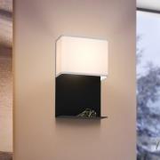 EGLO LED-vägglampa Galdakao med textil, svart/vit