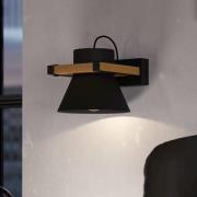 EGLO Vägglampa MacCles i svart med trä