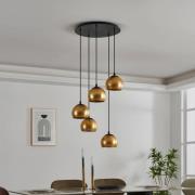 EGLO Hänglampa Albaraccin med 5 skärmar i guld