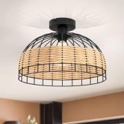 EGLO Taklampa Anwick av stål med rottingflätning