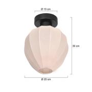 Steinhauer Taklampa Bloeba, vit/svart, Ø 25 cm, linne/metall