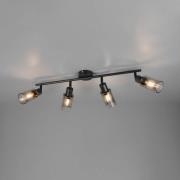 Reality Leuchten Spotlampa Mars, längd 82 cm, matt svart, 4 lampor, me...