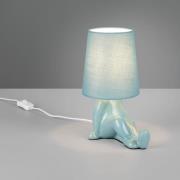 Reality Leuchten Bordslampa Huma, blå, höjd 25 cm, textil/keramik, E14