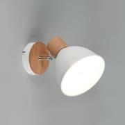 Reality Leuchten Taklampa Delume, vit, Ø 15 cm, 1 lampa, metall/trä