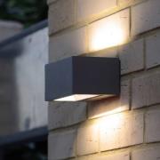 LUTEC Utomhusvägglampa Gemini kantig antracit 16 cm