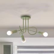 HELAM Taklampa Oxford, grön, metall, 3 lampor, E27