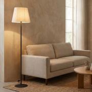 ONLI Golvlampa Loris, svart, sandbeige skärm