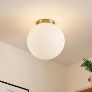 Lindby Meriala taklampa mässing, glas Ø 30cm