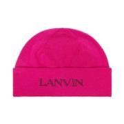 Lanvin Lyxig Ull Beanie med Logo Pink, Dam
