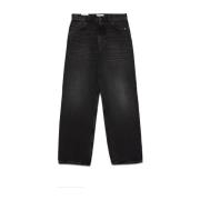 Amish Vintage Återvunnen Denim Jeans med Logodetalj Black, Dam