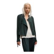 Ahlvar Gallery Silke Biker Blus Djup Skog Green, Dam