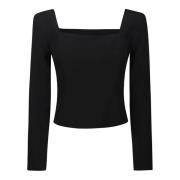 Federica Tosi Square Neck Sweater Black, Dam