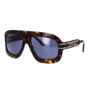 Dior Modernt geometriskt solglasögon med blåa linser Brown, Unisex