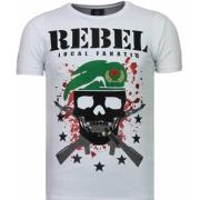 Local Fanatic Skull Rebel Rhinestone - Herr T Shirt - 5776W White, Her...