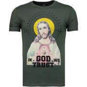 Local Fanatic Jesus God Trust Rhinestone - Man T Shirt - 5094G Green, ...
