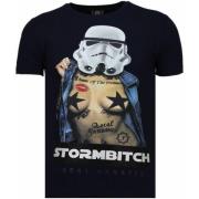 Local Fanatic Stormbitch Rhinestone -Man T Shirt - 5770N Blue, Herr