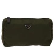 Prada Vintage Begagnad Khaki Toile Pochettes-Minaudieres Green, Dam