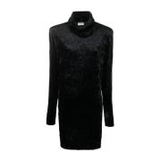 Saint Laurent Velvet Effekt Roll-Neck Sweater Klänning Black, Dam