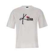 Kiton Maxi Logo Broderad Vit T-shirt White, Herr