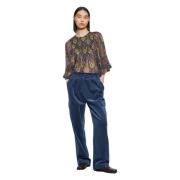 Antik Batik Tilda sammet cargobyxor Blue, Dam