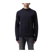 Fred Perry Blåa Sweaters med Intarsia Blue, Herr