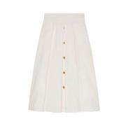 Gucci plisserad kjol med knappdetaljer White, Dam