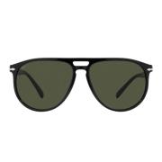 Persol Stiliga Unisex Solglasögon med Grön Lins Black, Unisex