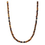 Nialaya Beaded Necklace with Brown Tiger Eye and Gold Brown, Herr