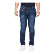 YES ZEE Slim-Fit Chino-Style Jeans med Stilfull Applikation Blue, Herr