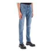 Versace Slim Fit Stretch Denim Jeans med Metal Medusa-detaljer Blue, H...