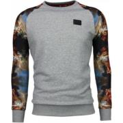 Local Fanatic Mythology Arm Motif Sweater - Herr Tröja - 5102G Gray, H...