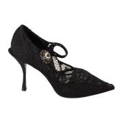 Dolce & Gabbana Eleganta Spets Kristallklackpumps Black, Dam