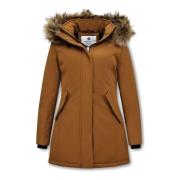 Matogla Dam Parka - Fuskpälskrage - Slim Fit Brown, Dam