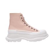 Alexander McQueen Rosa Läder Tread Slick Sneakers Pink, Dam