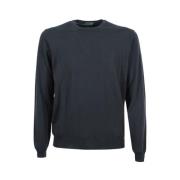 Zanone Grön Ribbstickad Crew-Neck Sweater Green, Herr