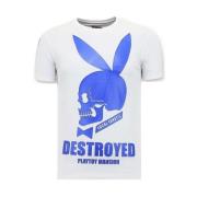 Local Fanatic Exklusiv Män T-shirt - Förstörd Destroyed Playtoy White,...
