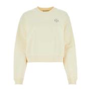 Tory Burch Ivory Bomullssweatshirt - Klassisk Stil White, Dam