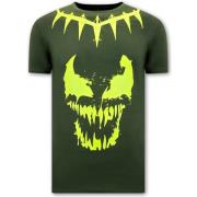 Local Fanatic T Shirt Med Tryck Venom Face Neon Green, Herr