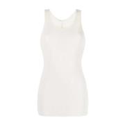 Ami Paris Ivory Vit Scoop-Neck Ärmlös topp White, Dam