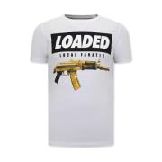 Local Fanatic T-Shirt med Loaded Gun Print White, Herr