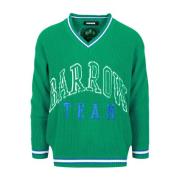Barrow Grön tröja med V-ringning och jacquard-logotyp Green, Herr